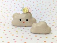 Adorable handmade ceramic cloud vase. Cute happy cloud. Tiny pottery vase. Small-batch ceramics. Hand-painted pottery. Kawaii ceramics.