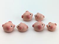 Adorable handmade ceramic mommy and me pig set. Cute unique mini figurines. Good luck charm. Small-batch ceramics. Hand-painted pottery.