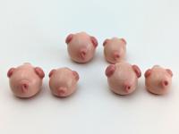 Adorable handmade ceramic mommy and me pig set. Cute unique mini figurines. Good luck charm. Small-batch ceramics. Hand-painted pottery.
