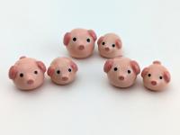 Adorable handmade ceramic mommy and me pig set. Cute unique mini figurines. Good luck charm. Small-batch ceramics. Hand-painted pottery.