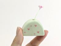 Cute handmade ceramic heart vase. Wedding favor. Cat whisker vase. Thank you gift. Tiny pottery. Small-batch, hand-painted pottery.