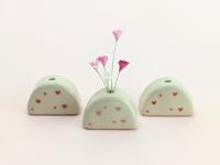 Cute handmade ceramic heart vase. Wedding favor. Cat whisker vase. Thank you gift. Tiny pottery. Small-batch, hand-painted pottery.