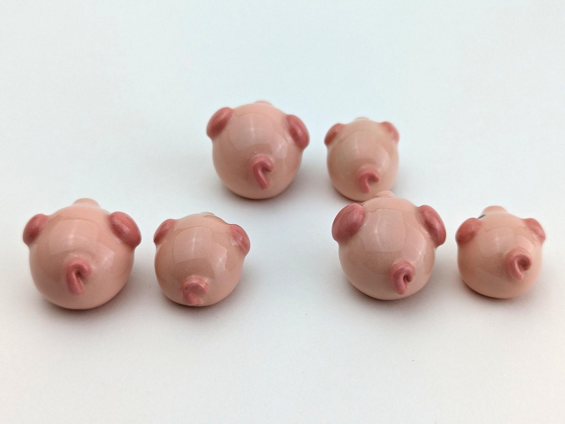 Adorable handmade ceramic mommy and me pig set. Cute unique mini figurines. Good luck charm. Small-batch ceramics. Hand-painted pottery.